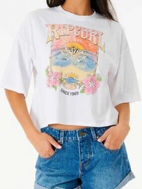 Rip Curl Womens Barrelled Heritage Crop Tee